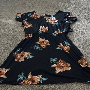 Maurices Floral Mini Dress in Black and Orange